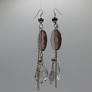 Custom Silver Earrings with lavender and pink crystal accents